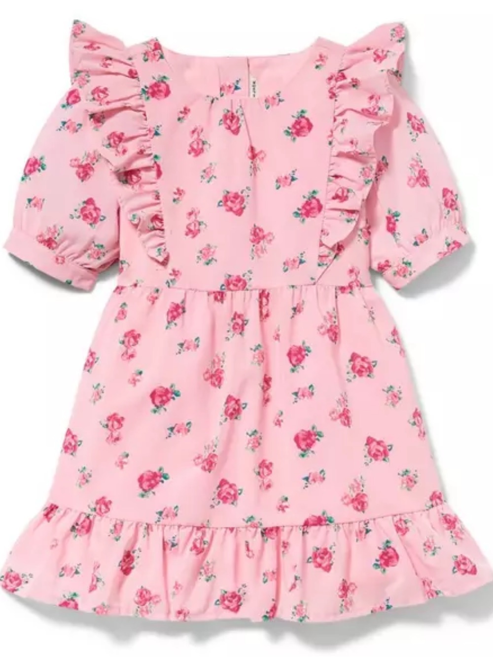 Janie & Jack girls petal pink rose printed ruffle dress